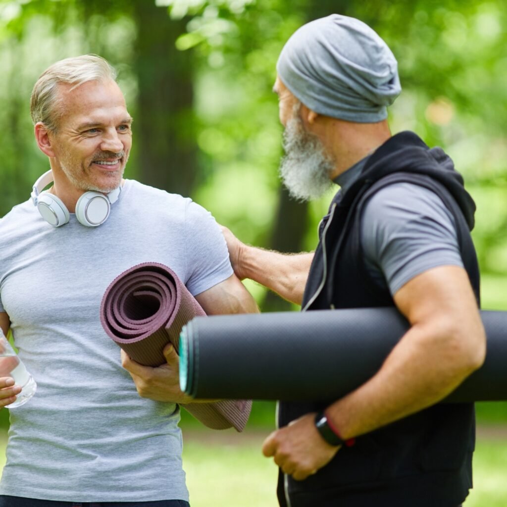 Friends Chatting Before Workout PAA5HH7 1024x1024